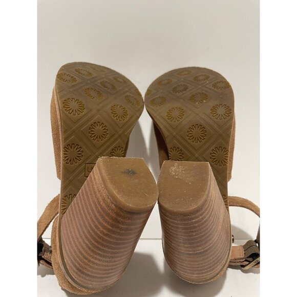 UGG Tan Suede Block Heel Sandals - Picture 8 of 8